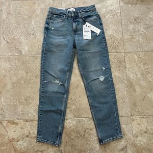 Zara Blue Distressed Mom Jeans